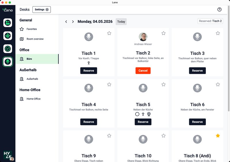 Screenshot der Teambird-Desks-App: Büroplanung ohne Endlos-Kalender